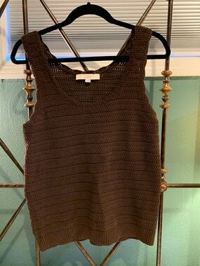 LOFT Dark Brown Crochet Tank Sweater